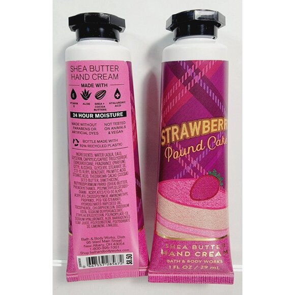 2 STRAWBERRY POUND CAKE Bath Body Works Shea Butter Hand Cream 1oz Each NEW - Picture 4 of 6